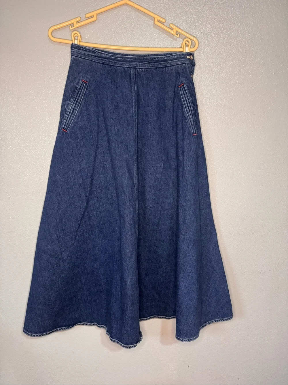 JGHOOk Vintage Dark Blue Denim Maxi Skirt
